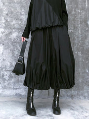 Stylish Black Solid Color High Waisted Wide Leg Pants