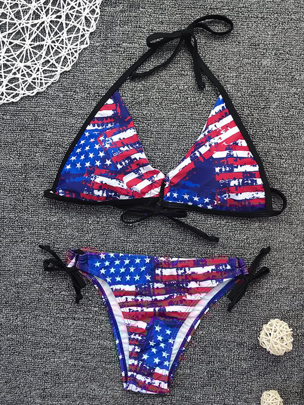 Women's Sexy Flag Contrast Bikini