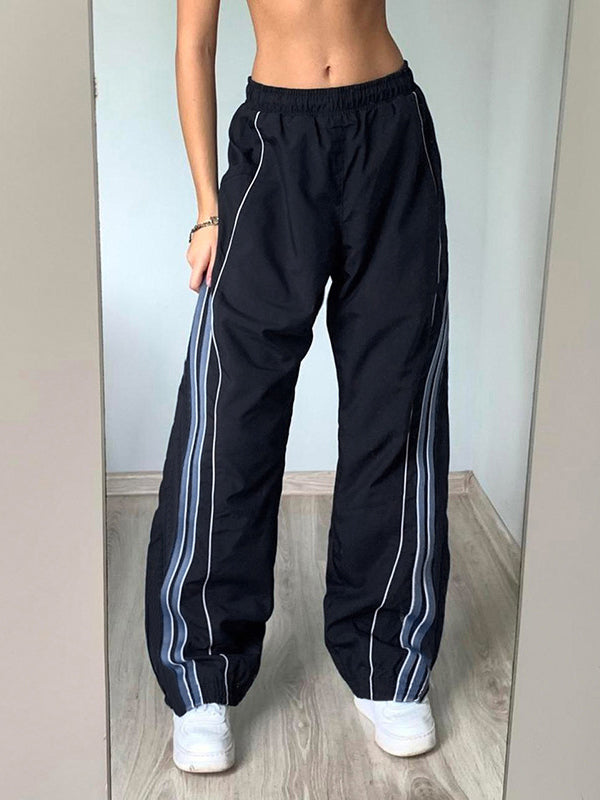 Loose Striped Print Wide-Leg Pants