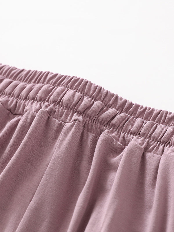 Anti-Mosquito Drawstring Elasticity Pleated High Waisted Loose Yoga Bottoms Pants