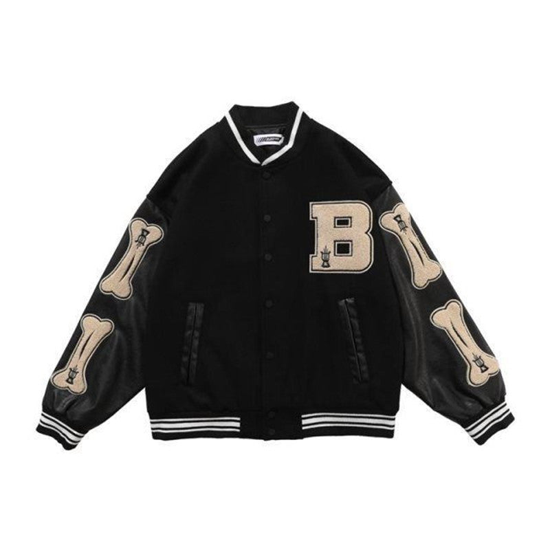 Pu Sleeve Oversized Varsity Jacket