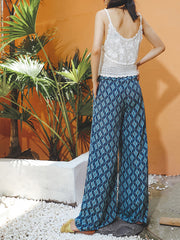 Casual Loose Plaid Wide Leg Trousers Pants