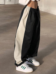 Contrast Color Low Waist Casual Pants