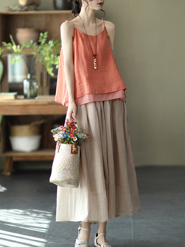 Casual Solid Color Empire A-Line Skirt