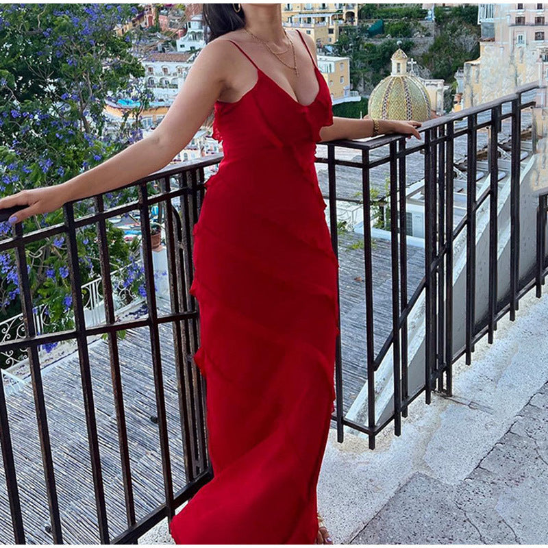 Rosalina Chiffon Ruffle Maxi Dress