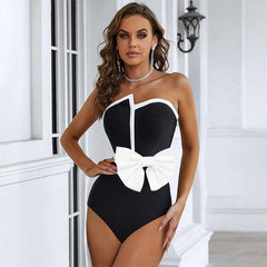 Sophia Black Tube Top One-Piece Swimsuit