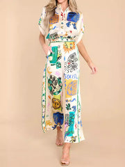 Animal Printed Drawstring Elasticity Figure Pockets Loose Wide Leg Trousers Pants
