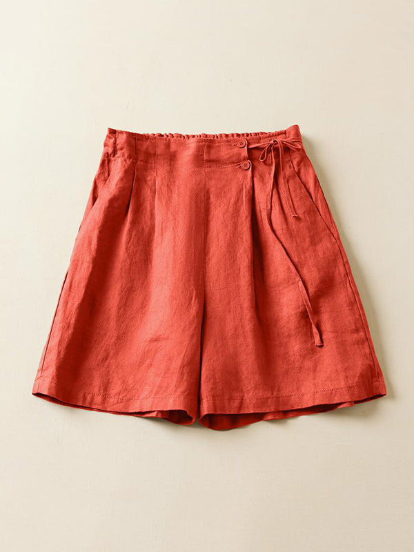 Elasticity Solid Color Loose Shorts Bottoms