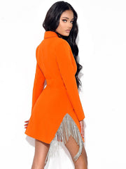 Harlow Black Crystal Fringe Blazer Dress