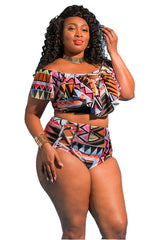 Plus Size off Shoulder Multi Rope Swimsuit