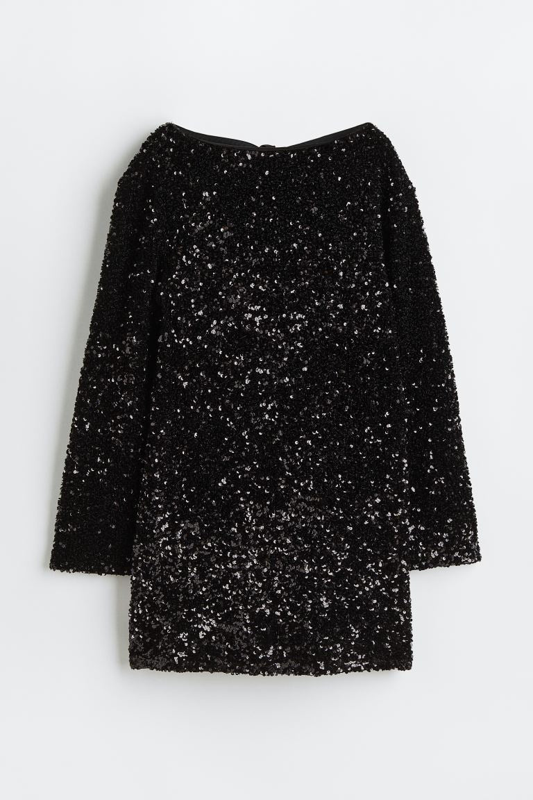 Ellie -  Sequin Long Sleeve Bowknot Short Evening Dress