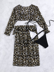 Four-piece Leopard Tether Beach Bikini