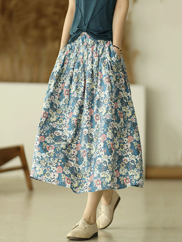 Original Floral Cotton-Blend A-Line Skirt