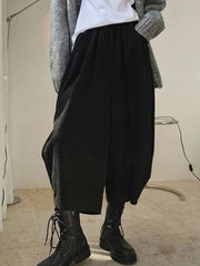 Elasticity Solid Color Split-Joint Harem Pants Wide Leg Trousers Pants