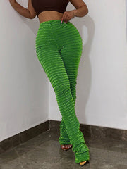 Split-Joint Striped High Waisted Skinny Leg Trousers Pants