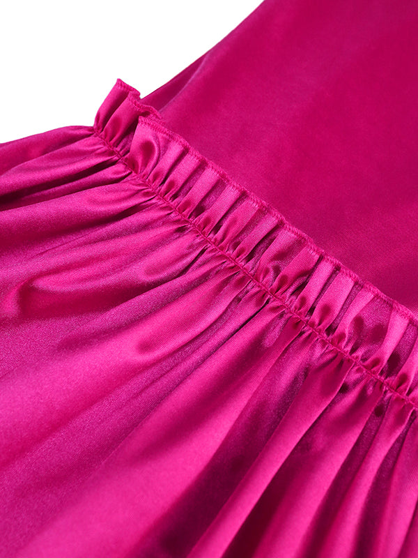 Lacy Pleated Solid Color Flared Pants Wrap Casual Pants Bottoms