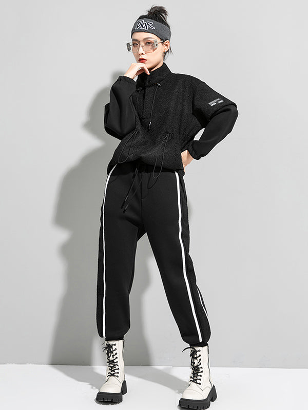 Casual Loose Drawstring High-Waisted Pants