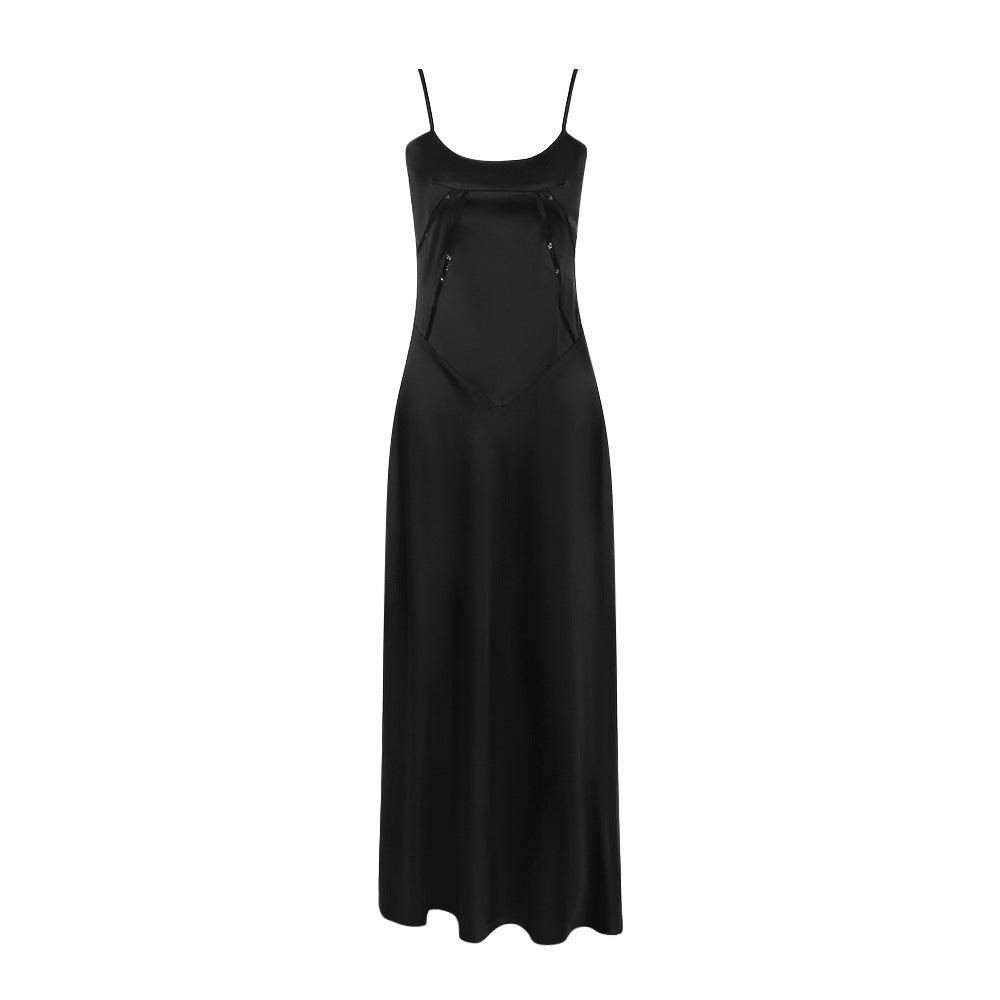 Adriana Suspender Backless Midi Dress