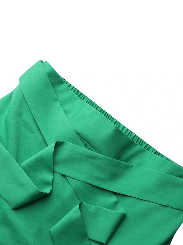 Irregular Clipping Bandage Falbala Solid Color Split-Side Skirts Bottoms
