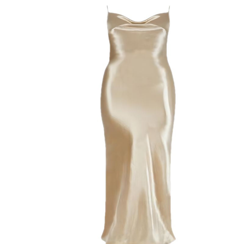 Nova - Backless Satin Slip Maxi Dress