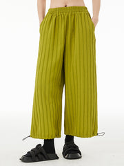 Ninth Pants Drawstring Striped  Wide Leg  Pants Bottoms
