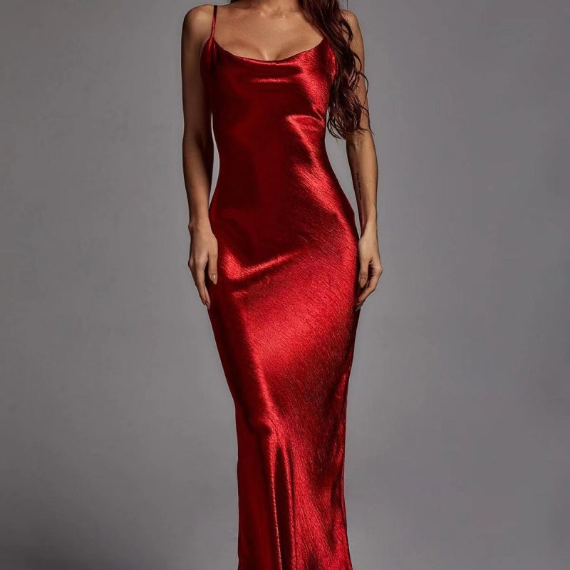 Nova - Backless Satin Slip Maxi Dress