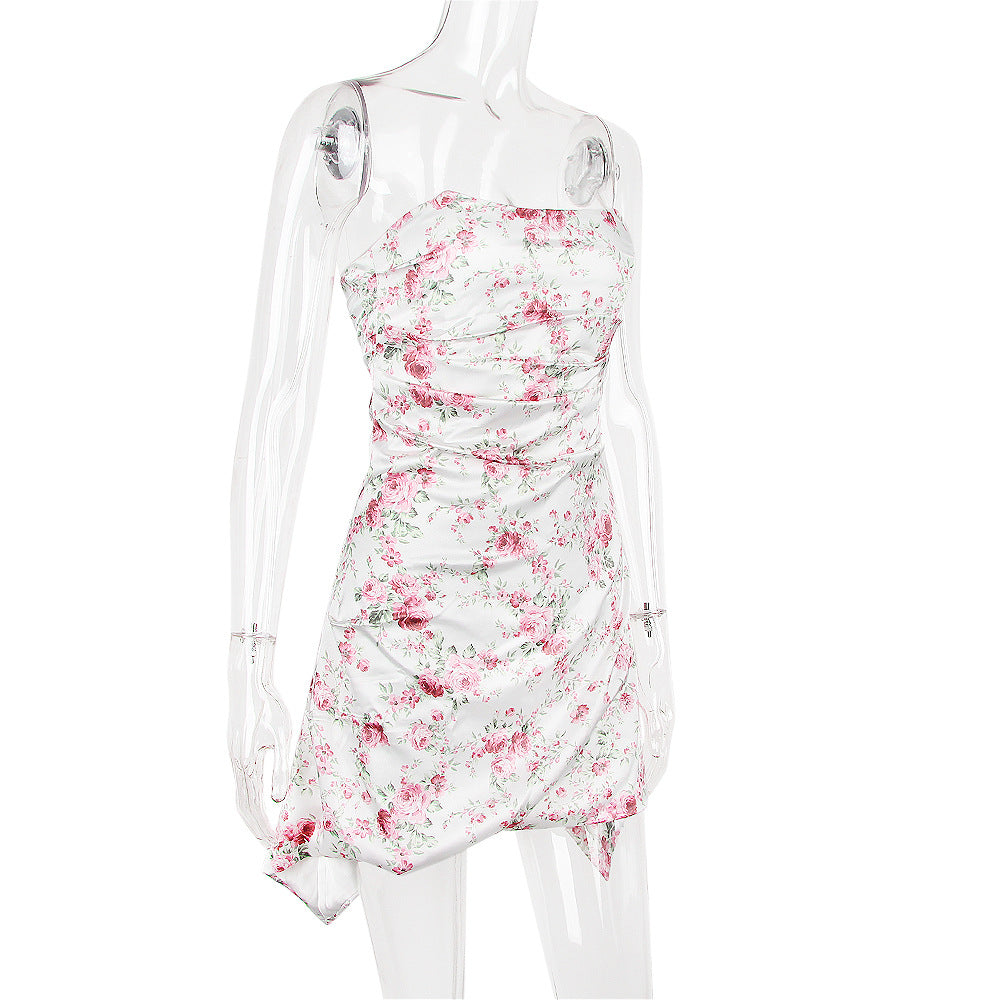 EVELYN  Satin Pleated  Corset Strapless Party Mini Dress