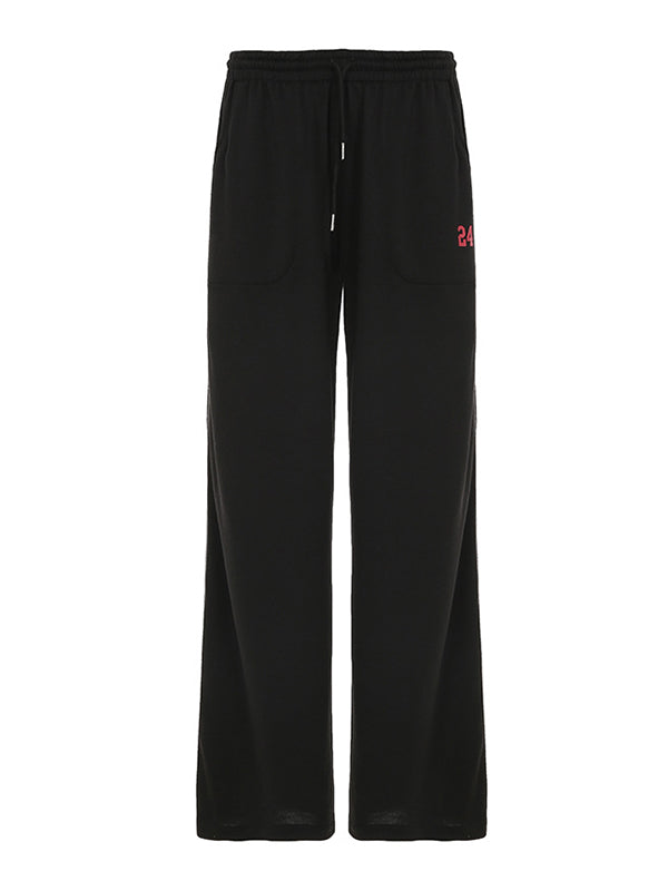 Loose Letter Print Wide-Leg Pants