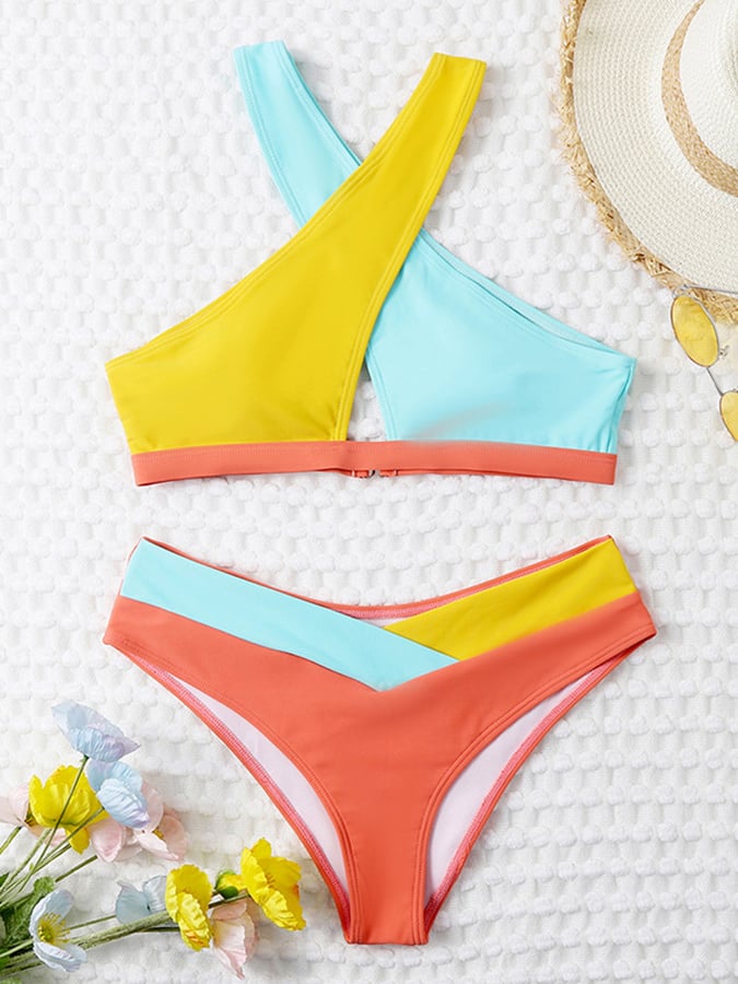 Ladies Split Cross Color Sexy Bikini