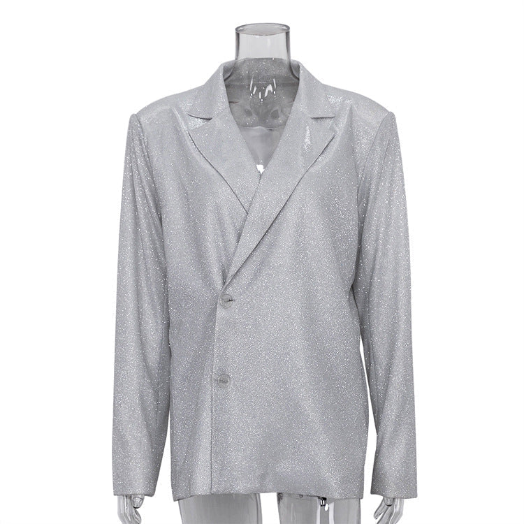 SPARKLE GLITTER SANTORINI  BLAZER SILVER