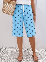 Women's Polka-Dot Stripe Design Printed Lace-Up Elastic Waist Loose Casual Pants