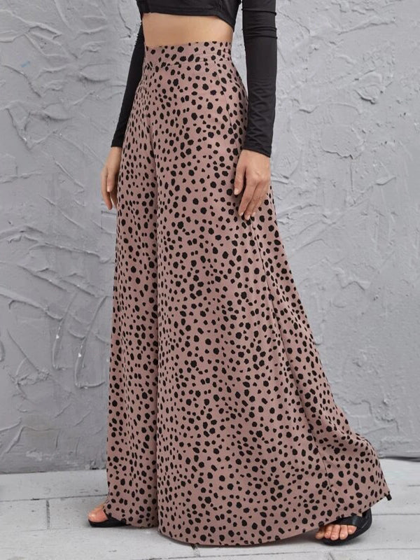 Leopard Loose Wide Leg Trousers Pants