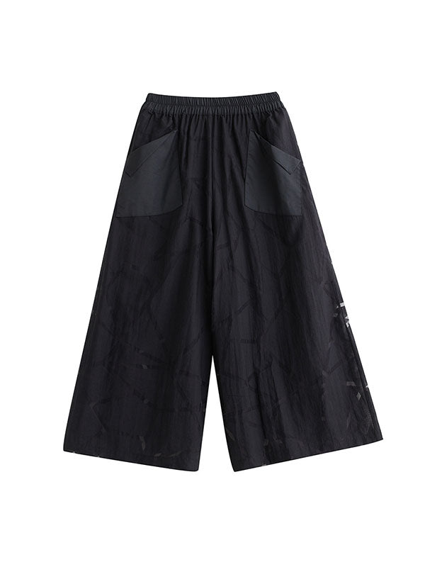 Elastics Printed High Waisted Ninth Pants Casual Pants Bottoms