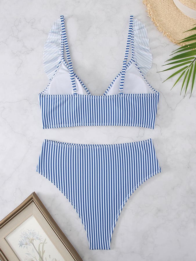 Women's Sexy Casual Resort Split Swimsuit With Ruffle Design (With Breast Pads)