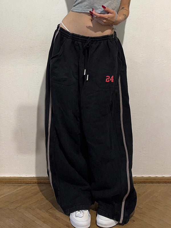 Loose Letter Print Wide-Leg Pants