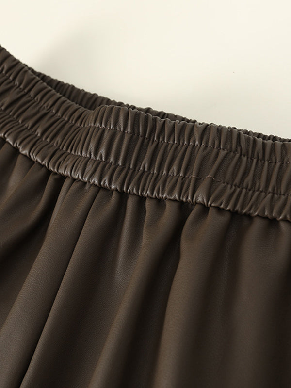 Original Loose Wide Leg Elasticity Solid Color Shorts Bottoms