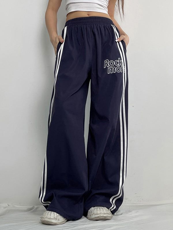 Loose Letter Print Wide-Leg Pants