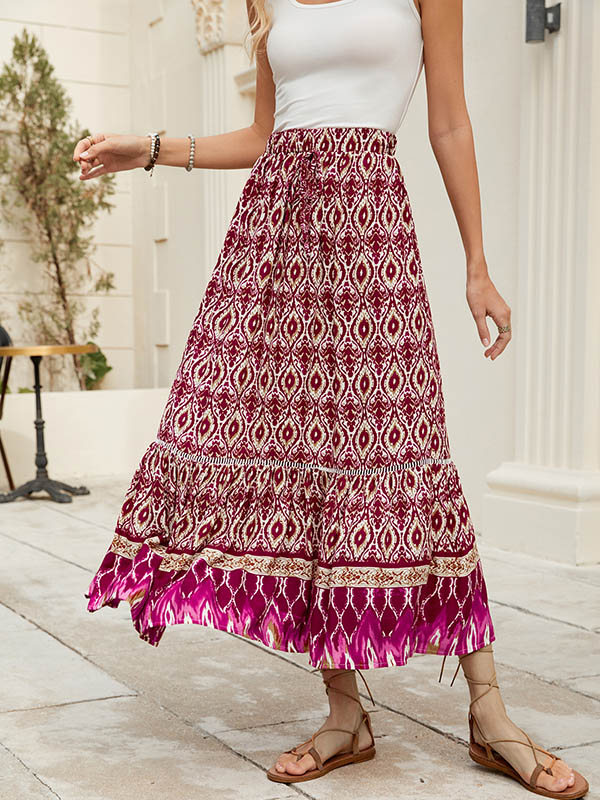 Contrast Color Elasticity Loose Skirts Bottoms