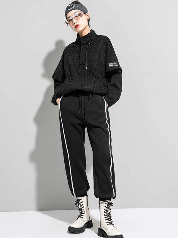 Casual Loose Drawstring High-Waisted Pants