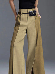 Split-Front Loose Wide Leg Trousers Casual Pants Bottoms
