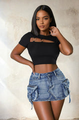 Denim mini skirt