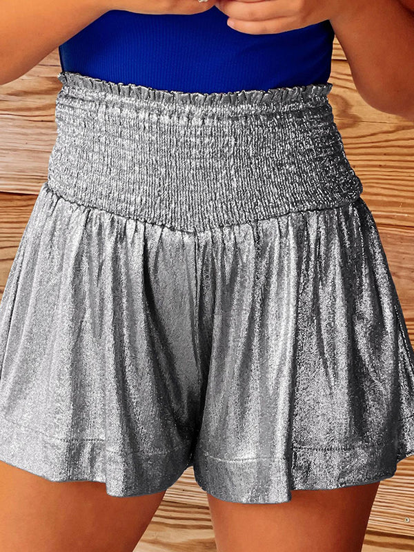 Elastics Solid Color Loose Shorts Bottoms