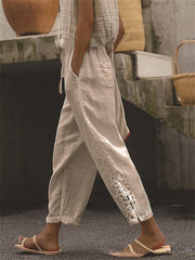 Casual Lace Patchwork Strappy Pants