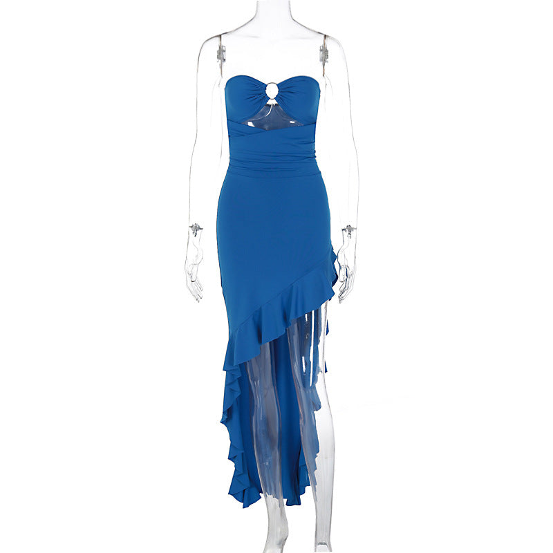 NAYA - RUFFLE  RUCHED  CUT OUT MIDI DRESS