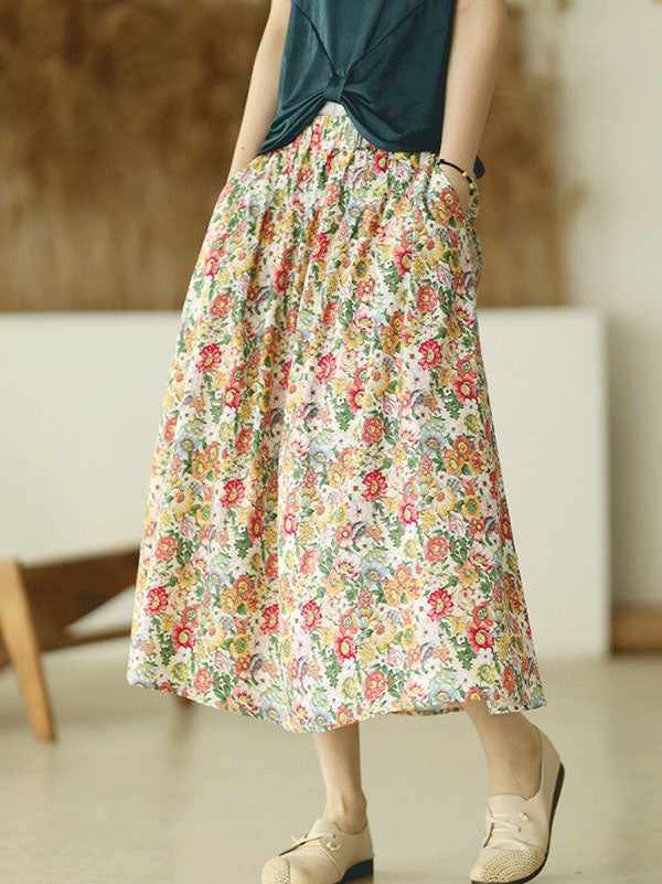 Original Floral Cotton-Blend A-Line Skirt