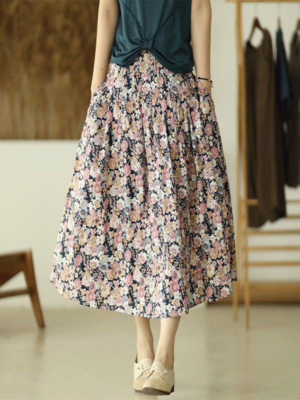 Original Floral Cotton-Blend A-Line Skirt