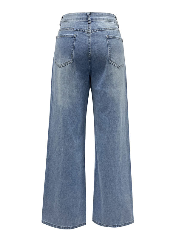 Split-Joint Loose Wide Leg Jean Pants Bottoms