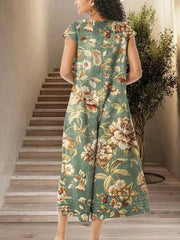 Women's Retro Art Print Casual Jumpsuit