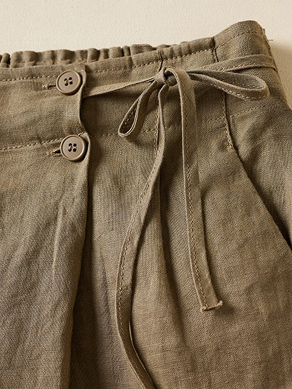 Elasticity Solid Color Loose Shorts Bottoms