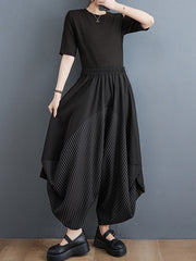 Split-Joint Striped Harem Pants Irregular clipping Casual Pants Bottoms